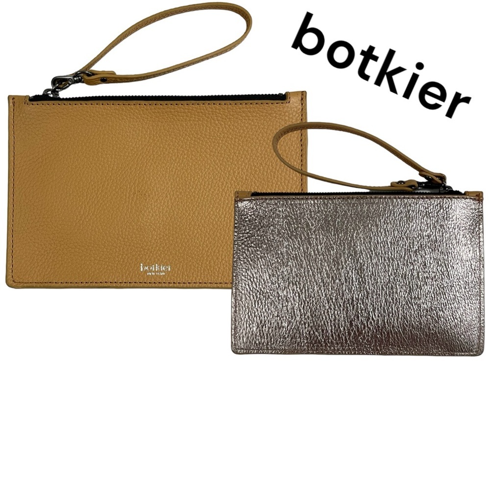 BOTKIER Wristlet/Clutch - pebbled leather, metallic, minimalist, perfect!